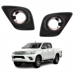 Par Moldura Farol Auxiliar Toyota Hilux Srv 2016 Até 2019 Cromado Com Furo