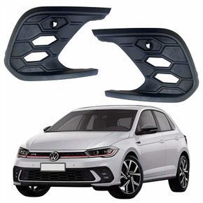 Par Moldura Grade Farol Auxiliar Vw Polo Gts 2024 2025 Com Furo