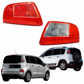 Par Refletor Traseiro Parachoque Citroen C3 Aircross Picasso 2011 Até 2015 Vermelho Cristal