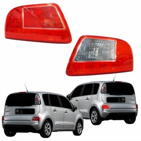 Par Refletor Traseiro Parachoque Citroen C3 Picasso 2011 Até 2015 Vermelho Cristal