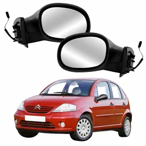 Par Retrovisor Citroen C3 2003 Até 2011 Elétrico Com Capa Lisa
