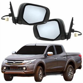 Par Retrovisor Mitsubishi L200 Triton 2017 2018 2019 2020 Elétrico Com Pisca Capa Cromada Retrátil
