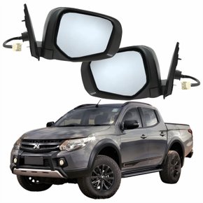 Par Retrovisor Mitsubishi L200 Triton 2017 2018 2019 2020 Elétrico Com Pisca Capa Preta Retrátil