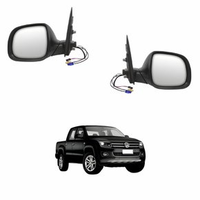 Par Retrovisor Vw Amarok 2010 Até 2018 Eletrico Conector Preto Com Foldway