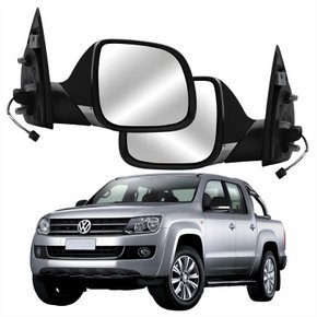 Par Retrovisor Vw Amarok 2017 Até 2024 Elétrico Cromado Com Aquecimento Capa Preto Texturizado