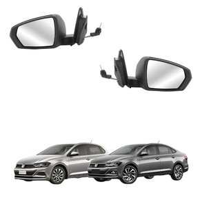 Par Retrovisor Vw Polo Virtus 2017 Até 2022 Texturizado Com Controle