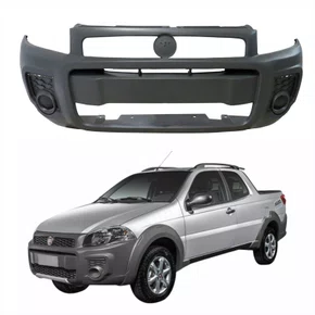 Parachoque Dianteiro Cinza Fiat Strada Working 2014 Até 2019 Sem Furo
