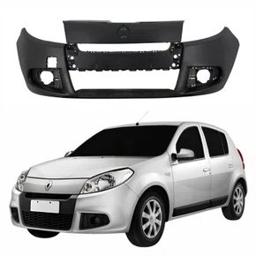 Parachoque Dianteiro Renault Sandero 2012 Até 2014 Preto Liso com Furo para Milha