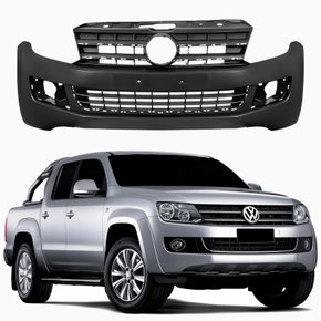 Parachoque Dianteiro Vw Amarok 2010 Até 2016 Com Grade Superior E Inferior Sem Friso