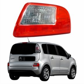 Refletor Traseiro Parachoque Citroen C3 Picasso 2011 Até 2015 Vermelho Cristal Lado Direito Passageiro