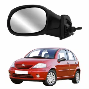 Retrovisor Citroen C3 2003 Até 2011 Manual Com Capa Lisa Lado Esquerdo Motorista