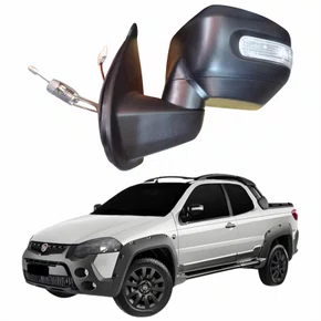 Retrovisor Fiat Strada Adventure Locker 2011 Até 2013 Com Controle Com Pisca METAGAL Lado Esquerdo Motorista
