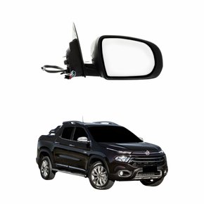 Retrovisor Fiat Toro 2016 Até 2022 Cromado Com Pisca Luz de Solo Foldway Lado Direito Passageiro