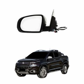 Retrovisor Fiat Toro 2016 Até 2022 Cromado Com Pisca Luz de Solo Foldway Lado Esquerdo Motorista