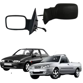 Retrovisor Ford Courier 1997 Até 2002 Com Controle Manual Interno Lado Esquerdo Motorista