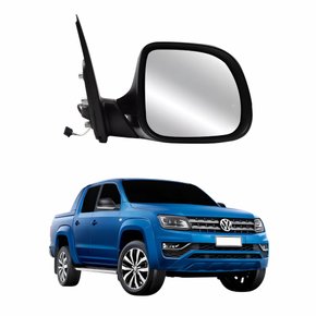 Retrovisor Vw Amarok 2010 Até 2014 Elétrico Conector Preto Capa Inferior Cromada Lado Direito Passageiro