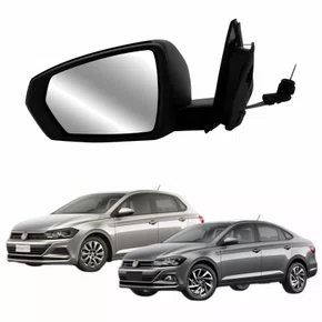 Retrovisor Vw Polo Virtus 2017 Até 2022 Com Pisca Com Controle Lado Esquerdo Motorista