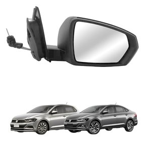 Retrovisor Vw Polo Virtus 2017 Até 2022 Texturizado Com Controle Lado Esquerdo Motorista