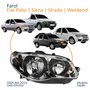 Farol Principal Fiat Palio Strada 2004 Até 2014 Siena Weekend 2004 Até 2007 Máscara Cromada Anel Negro Lado Direito Passageiro