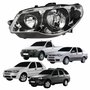 Farol Principal Fiat Palio Strada 2004 Até 2014 Siena Weekend 2004 Até 2007 Máscara Cromada Anel Negro Lado Esquerdo Motorista