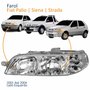 Farol Principal Fiat Palio Siena Strada 2001 2002 2003 2004 Carcaça Cinza Lado Esquerdo Motorista