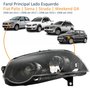 Farol Fiat Palio Siena Strada Weekend G4 2008 Até 2016 Foco Duplo Máscara Negra com Anel Preto Lado Esquerdo Motorista