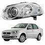 Farol Fiat Siena 2008 Até 2012 Original Arteb Máscara Cromada Com Anel Cromado Lado Esquerdo Motorista