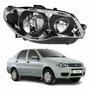 Farol Fiat Siena G3 2003 Até 2012 Original Arteb Máscara Cromada Com Aro Negro Foco Duplo Lado Direito Passageiro