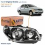 Farol Fiat Siena G3 2003 Até 2012 Original Arteb Máscara Cromada Com Aro Negro Foco Duplo Lado Direito Passageiro