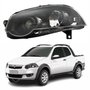 Farol Fiat Strada 2008 Até 2016 Original Arteb Foco Duplo Máscara Negra com Anel Preto Lado Esquerdo Motorista
