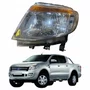 Farol Principal Ford Ranger 2012 Até 2016 Máscara Cromada Pisca Âmbar Com Motor Lado Esquerdo Motorista