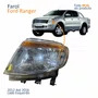 Farol Principal Ford Ranger 2012 Até 2016 Máscara Cromada Pisca Âmbar Com Motor Lado Esquerdo Motorista