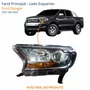 Farol Ford Ranger 2017 Até 2023 Máscara Negra Com Projetor Lado Esquerdo Motorista