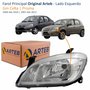Farol Gm Celta 2006 Até 2016 Prisma 2007 Até 2012 Original Arteb Máscara Cromada Lado Esquerdo Motorista