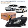 Farol Gm Celta 2006 Até 2016 Prisma 2007 Até 2012 Original Arteb Máscara Negra Lado Esquerdo Motorista