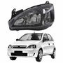 Farol GM Corsa Hatch 2003 Até 2012  Foco Duplo Máscara Negra Pisca Liso Lado Esquerdo Motorista