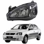 Farol GM Corsa Sedan 2003 Até 2012  Foco Duplo Máscara Negra Pisca Liso Lado Esquerdo Motorista