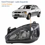 Farol GM Corsa Sedan 2003 Até 2012  Foco Duplo Máscara Negra Pisca Liso Lado Esquerdo Motorista