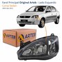Farol GM Corsa Sedan 2003 Até 2012 Original Arteb Foco Duplo Máscara Negra Pisca Liso Lado Esquerdo Motorista
