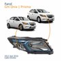 Farol Principal Gm Onix Prisma 2012 Até 2016 Máscara Negra Friso Azul Lado Direito Passageiro