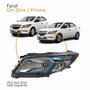 Farol Principal Gm Onix Prisma 2012 Até 2016 Máscara Negra Friso Azul Lado Esquerdo Motorista