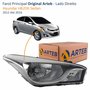Farol Hyundai HB20X Sedan 2012 Até 2016 Original Arteb Máscara Negra Com Friso Cromado Lado Direito Passageiro