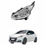 Farol Peugeot 208 2012 2013 2014 2015 2016 Mascara Cromada Sem Led Lado Esquerdo Motorista