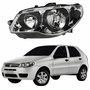 Farol Principal Fiat Palio 2004 Até 2014 Máscara Cromada Anel Negro Lado Esquerdo Motorista