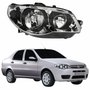 Farol Principal Fiat Siena 2004 Até 2007 Máscara Cromada Anel Negro Lado Direito Passageiro