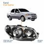 Farol Principal Fiat Siena 2004 Até 2007 Máscara Cromada Anel Negro Lado Direito Passageiro