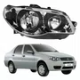 Farol Principal Fiat Siena 2004 Até 2007 Máscara Cromada Anel Negro Lado Direito Passageiro
