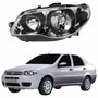 Farol Principal Fiat Siena 2004 Até 2007 Máscara Cromada Anel Negro Lado Esquerdo Motorista
