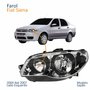 Farol Principal Fiat Siena 2004 Até 2007 Máscara Cromada Anel Negro Lado Esquerdo Motorista