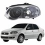 Farol Principal Fiat Siena 2008 Até 2012 Máscara Cromada Anel Negro Lado Esquerdo Motorista
